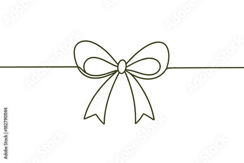 Elegant minimalistic bow ribbon design on white background