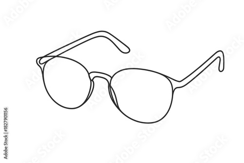 Minimalistic line art of eyeglasses on white background