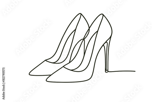 Elegant high heels line art illustration