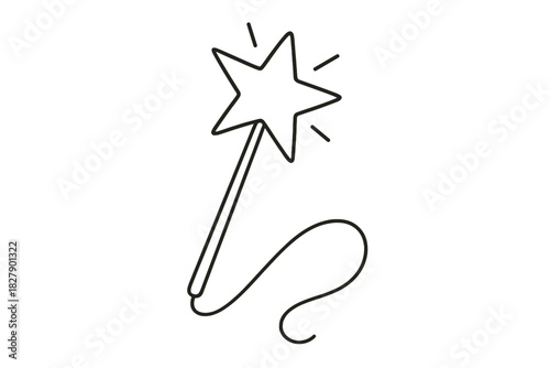 Simple star magic wand outline with sparkle