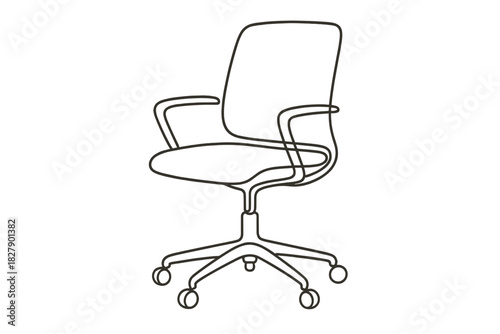 Ergonomic office chair sketch with armrests and wheels