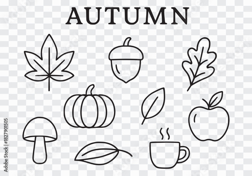 Autumn Season Line Art Icons Collection
