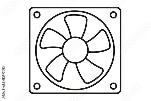 Outline illustration of a computer cooling fan with mounting frame