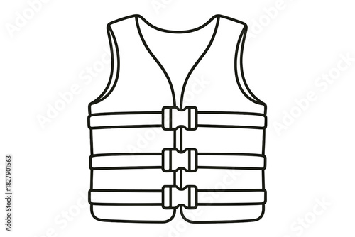 Outline of a safety life jacket with buckle straps