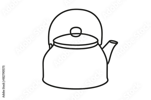 Minimalist black and white outline of a traditional teapot with handle and spout