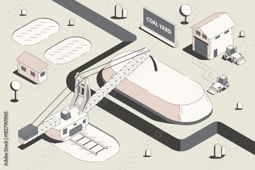 the coal energy, coal yard in isometric graphic