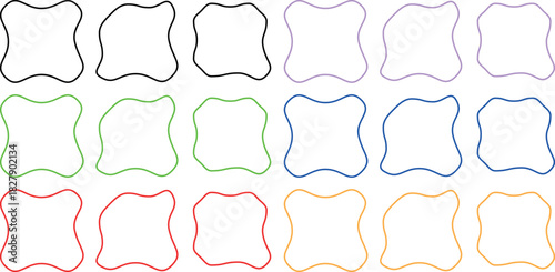 Contemporary Organic Amoeba line Shape Graphics – Bright Abstract Blobs, Irregular Rounded Forms, and Artistic Doodle Drops Presented as a Versatile Vector Illustration Set for Modern Design Needs