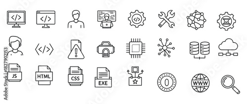 Hand drawn technology icons for software and engineering