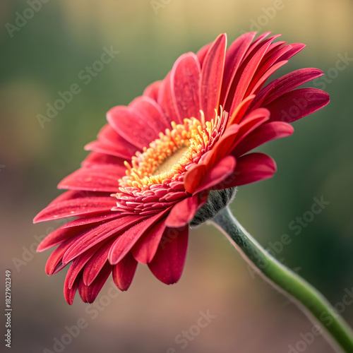 closeup shotof a red gerbera daisy flower
