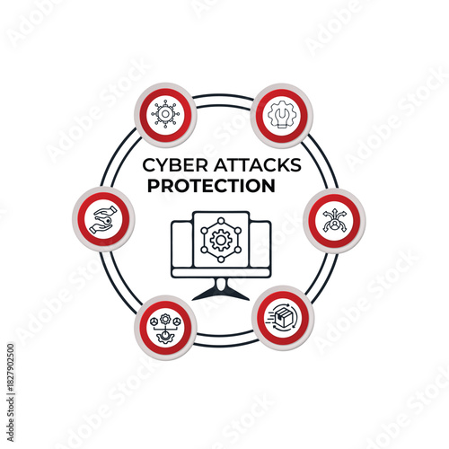Data Protection Firewall Illustration , Cyber Security Concept