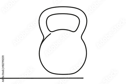 Simple black line drawing of kettlebell on white background
