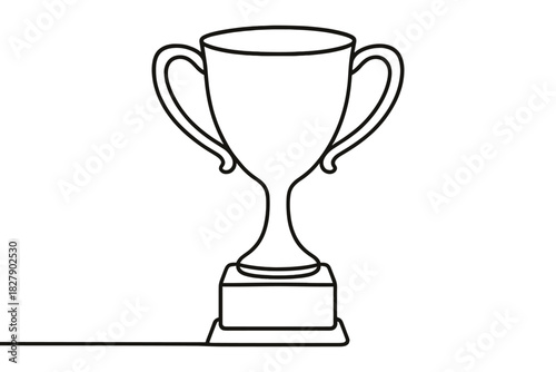 Minimalist trophy outline design: elegant award sketch on white background