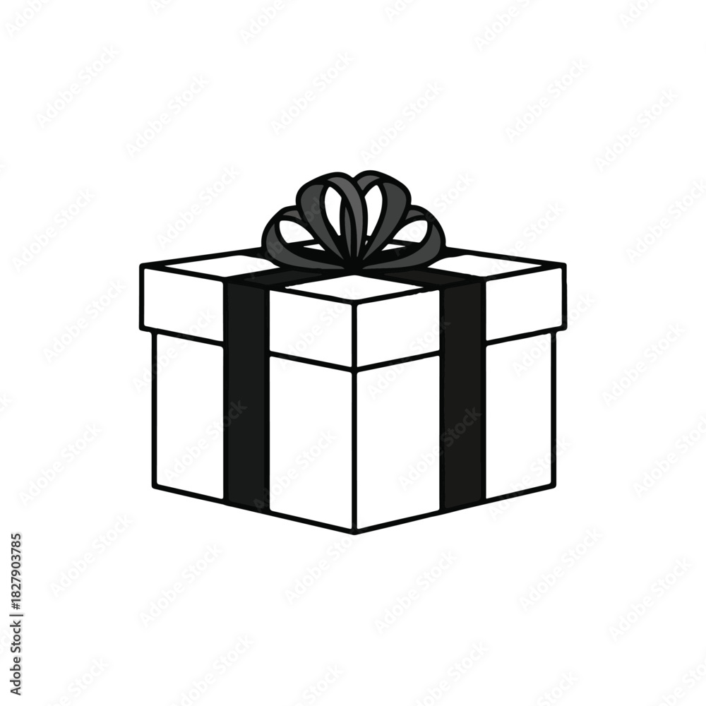 Obraz premium Gift Box with Ribbon and Black Outline Design