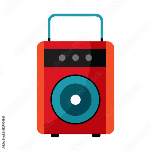 red speaker with blue speaker and handle clip art preview