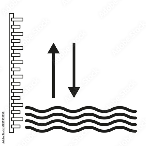 Water level control. Waves scale indicator. Abstract flow diagram. Vector technology element.