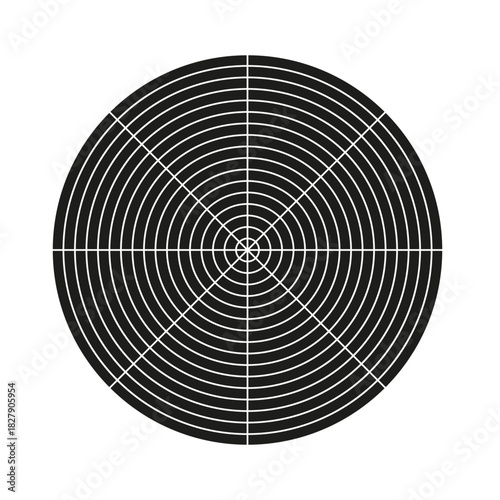 Concentric circle pattern. Geometric line array. Abstract round shape. Vector minimal illustration.