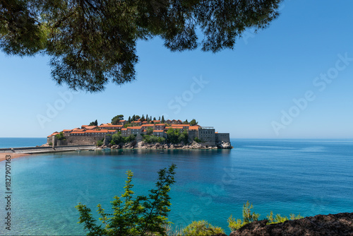 Montenegrin picturesque island of St. Stephen in the Adriatic Sea