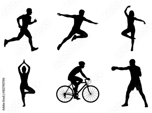 A versatile vector collection of athletic people silhouettes engaged in sports and fitness activities