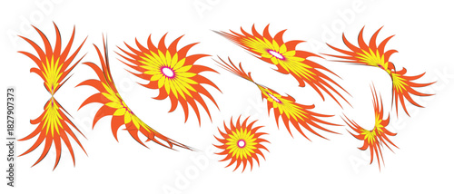 Abstract Fire Elements on White