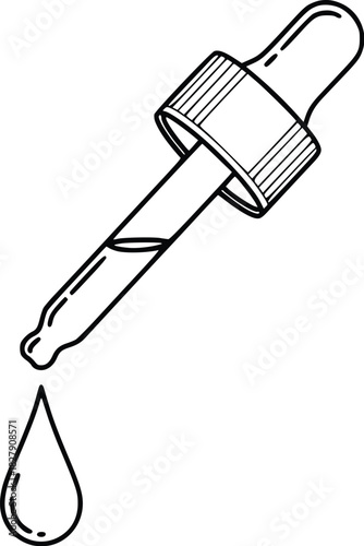 Illustration of a dropper with a drop falling, perfect for medical, scientific, or cosmetic themes and designs