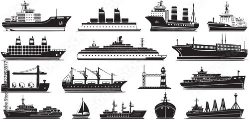 Collection of 18 black and white graphic elements with color accents