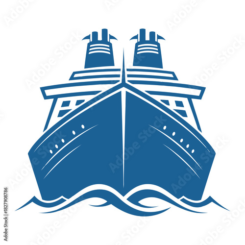 Blue Cruise Ship on the Ocean Waters A Maritime Adventure on the Sea