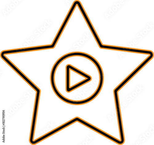Star shape with a play button icon inside a circle