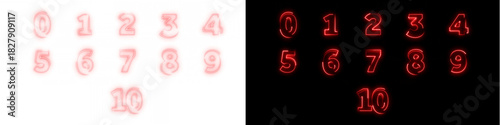 PNG Neon Red Numbers Illustration Overlay on transparent background