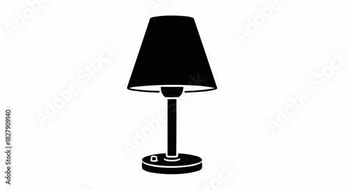 Simple black silhouette icon of a classic table lamp.