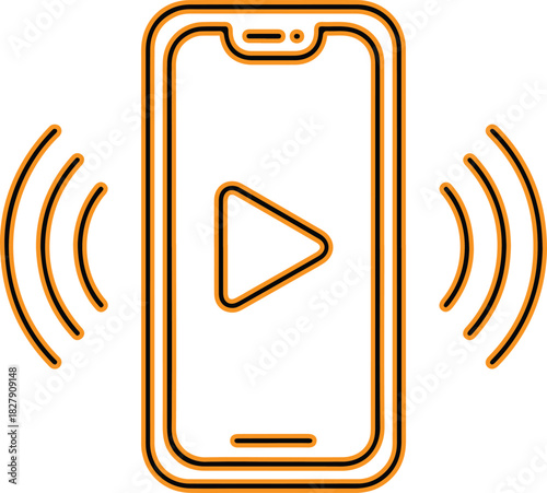 Smartphone with play button and sound waves icon