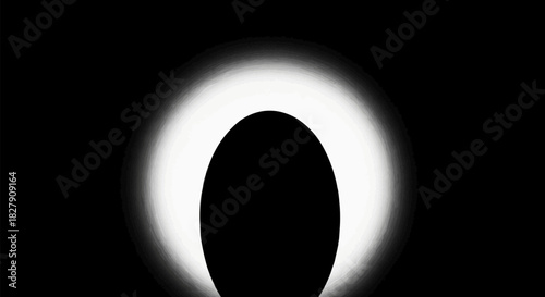 Silhouette of an Oval Shape with a Glowing Aura.