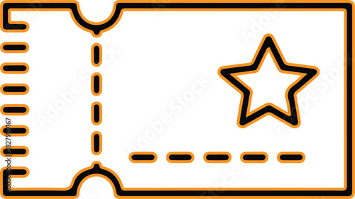 Simple line art icon of a ticket with a star symbol