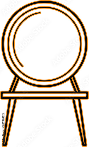 Simple line art illustration of a round mirror on a stand
