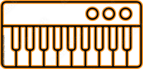 Simple outline illustration of a small keyboard with three knobs