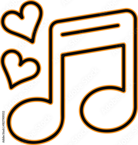Musical note with hearts symbol representing love for music