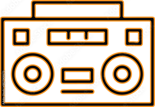 Retro boombox icon with speakers and controls