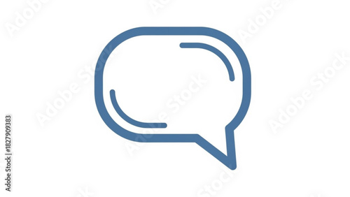 Simple blue outline icon of a speech bubble or chat balloon for communication, message, or comment