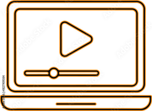 Laptop with play button and progress bar for video playback