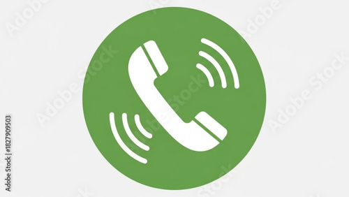 Green circle icon with white telephone receiver symbol indicating an incoming or active call, perfect for communication app design or contact button