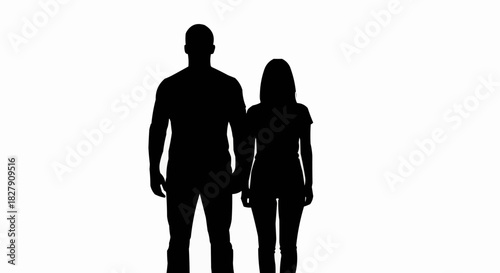 Silhouette of a man and a woman standing side by side.