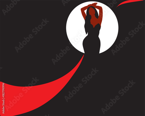 Beautiful girl illustration, woman in a long dress, girl in a long beautiful dress, beautiful elegant woman, girl with a beautiful figure, theatrical, beauty of a woman's body