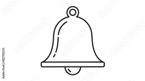 A simple black and white line drawing depicting a classic bell shape with a clapper inside