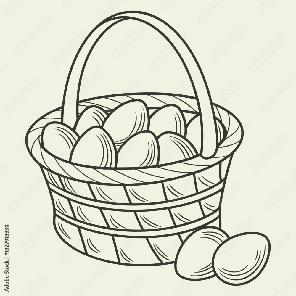 Fototapeta premium Basket of eggs illustration