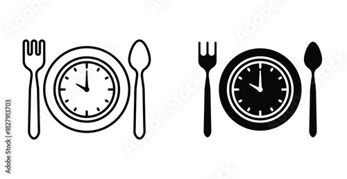 Lunchtime icon graphic design. Vector icon illustrations