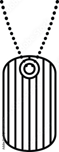 Black outline dog tag with beaded chain military identification