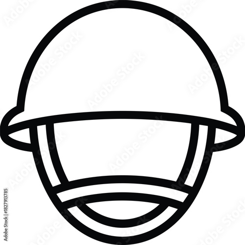 Black outline of a military helmet protection safety