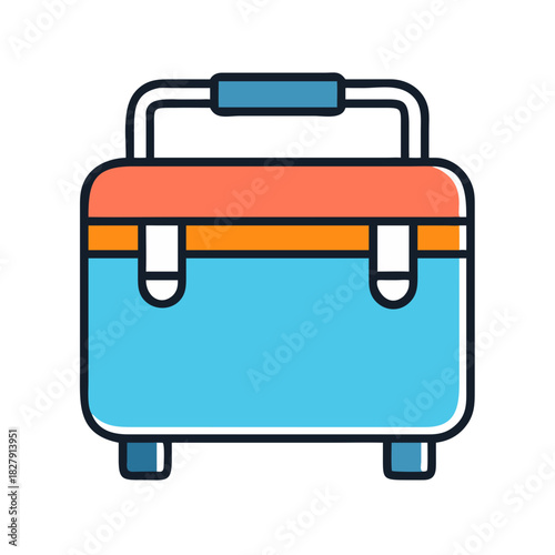 Flat design of a portable cooler isolated on black