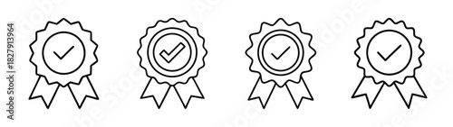 Hand drawn check mark award badges vector illustration, achievement and success concept design
