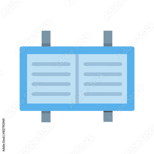 Stylized book display with blue and grey color palette