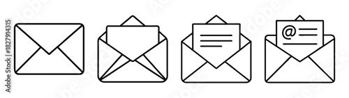 Email envelope stages vector icon illustration for mail communication and newsletter design needs